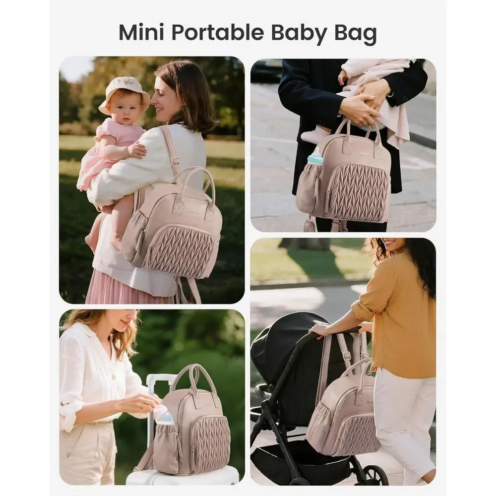 LOVEVOOK Small Fashionable 16L Diaper Bag Backpack for Mom & Dad